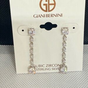Giani Bernini Silver-Tone Clear Cubic Zirconia Drop Earrings